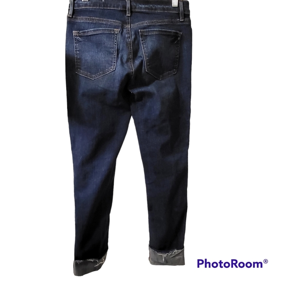 Loft Dark Wash Women's Blue Jeans Cuffed Size 4/27 - Picture 3 of 13